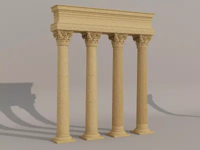  Ancient Roman Stone Pillars with Entablature   3D Model Low-poly 3D model