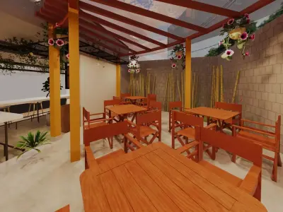 Outdoor Cafe 7x10 with SketchUp DWG and Lumion Files 3D model
