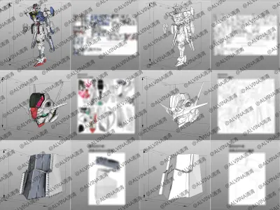 GUNDAM AERIAL Armor - DIY Cosplay Pepakura Foam Template Low-poly 3D model