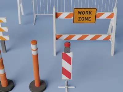 Traffic Barriers  Low-poly 3D model