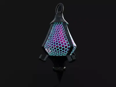 lantern futuristic lamp Low-poly 3D model