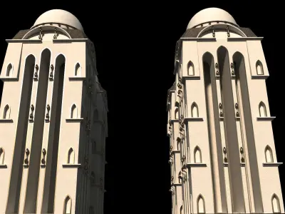 Fantasy Neoclassical tower Low-poly 3D model