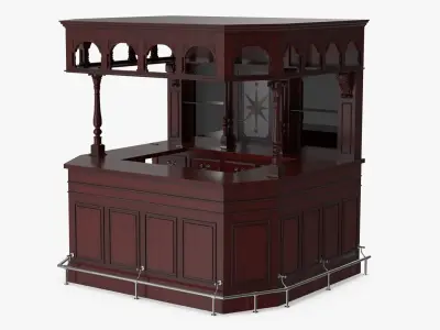  Pub-Style Bar with Tap Dispenser and Arched Rack Red-Brown 