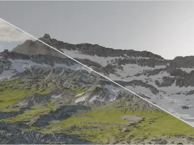 Mountain Valley Landscape - Summer and Winter Versions Low-poly 3D model