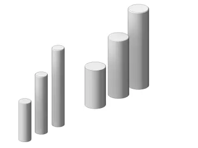 Concrete Palisade Set 6 Pieces Round Garden Border Collection 3D model