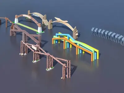 Pack of different type of Gate 3d Models Low-poly 3D model