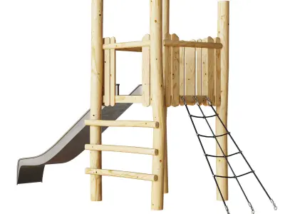 Play platform with slide and net 3D model