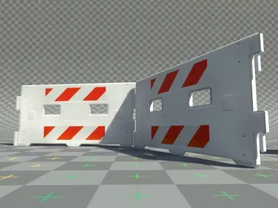 Road segregation White block barrier Low-poly 3D model