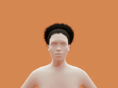 Pony Puff Black Hair 3D model