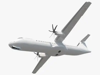  Civil Passenger Plane with Dual Propellers White Rigged for Maya 
