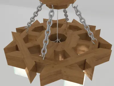 Wooden chandelier quadrangular 3D model