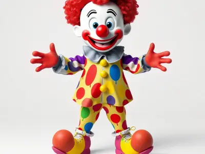 Cheerful Clown Character Model  Rigged and Animated Low-poly 3D model