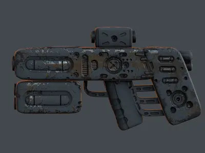 Gun scifi 3d model scifi Low-poly Low-poly 3D model Low-poly  Low-poly 3D model