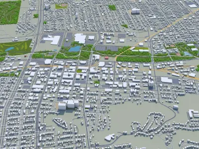 Rapid City South Dakota 50km Low-poly 3D model