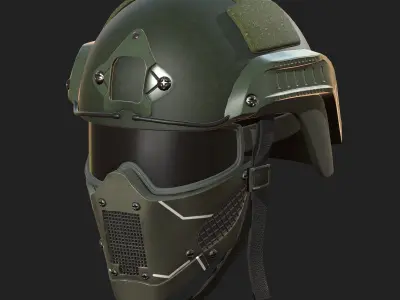 Helmet military mask protection futuristic technology  Low-poly 3D model