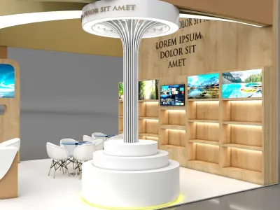 Booth Exhibition Stand Stall 6x6m Height 500 cm 3 Side Open 3D model get