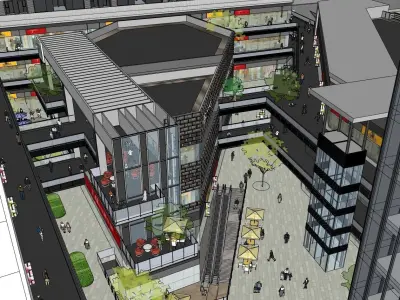 modern highrise with shops on podium  sketchup 3d model 3D model
