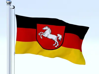 Animated Lower Saxony German State Flag Low-poly 3D model