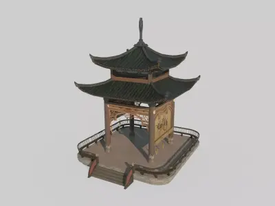 Ancient Asian Pavilion Architecture 3D model