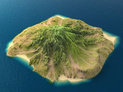 Tropical Island Terrain 7 Low-poly 3D model