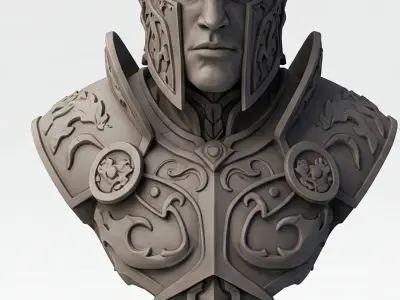 Armored Fantasy Warrior Bust 3D print model
