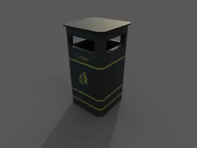 Garbage can PBR Low-poly 3D model