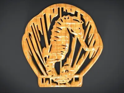 Window ventilation ornaments with Seahorse motifs 3D print model