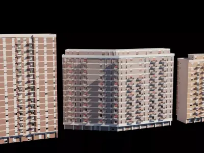 Modular Residential Building Pack Low-poly 3D model