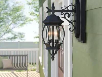 Gillian Beveled Glass Outdoor Wall Lantern - 3 Colour 3D model