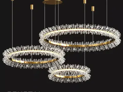 Crystal tree tiers chandelier 3D model