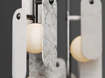 Studio M - Megalith 5 lights Pendant Various Stone 3D model