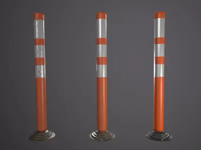 Plastic road bollard  Low-poly 3D model