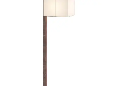 SEIZE floor lamp with wooden base and shade 3D model
