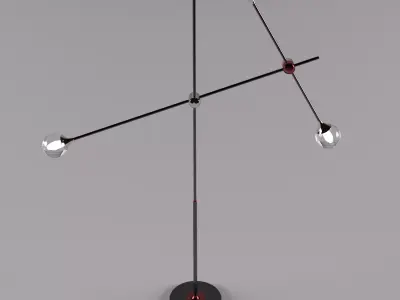 Torsher 3d model floor lamp with three metal poles 3D model