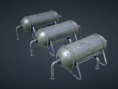 Mars KitBash - Fuel Containers Low-poly 3D model