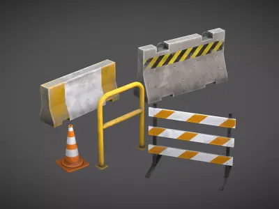 Street Barriers Low-poly 3D model purchase