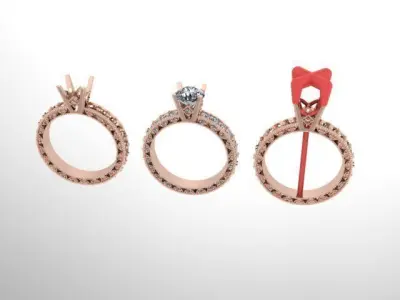 Antique Vintage Style Diamond Infinity Solitaire Engagement Ring 3D print model