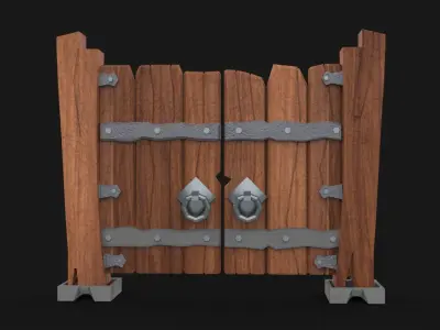 wooden door Low-poly 3D model