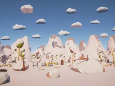 Low Poly Winter Landscape Full Packs Low-poly 3D model