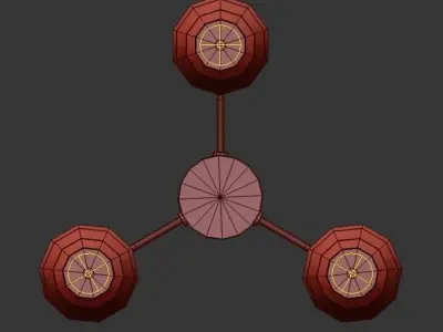 PRAISE three light chandelier in brass with frosted glass 3D model