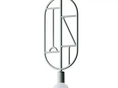 Simple Geometric Frame Drop Pendant Lamp Pink and Blue 3D model