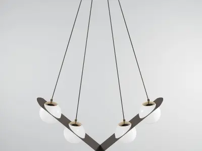 ANGLE chandelier with four glass balls hanging from it 3D model