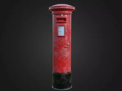 British Post Box Low-poly 3D model