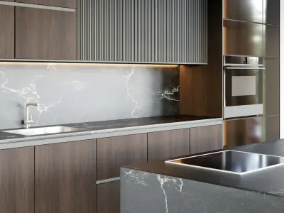 KITCHEN 1 modern design with marble counter tops 3D model