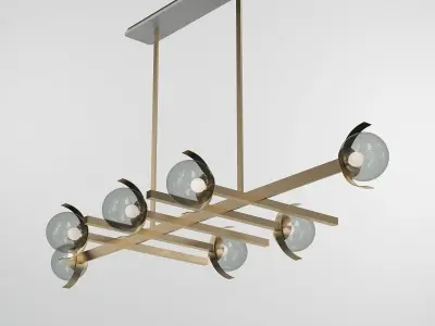 GRETA modern brass chandelier with six glass globes 3D model