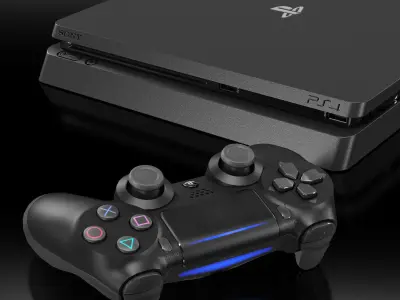Sony PlayStation 4 Slim Low-poly 3D model