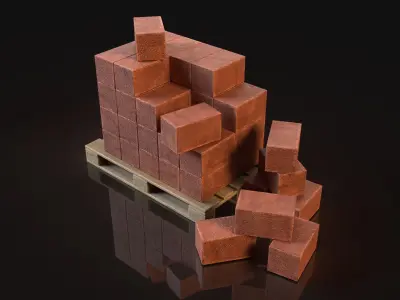 Concrete Block Set Free 3D model