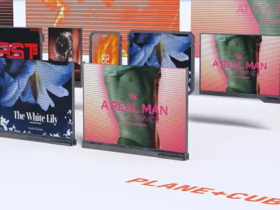 Cyberpunk Advertisement Billboards Low-poly 3D model