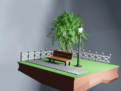parkland Low-poly 3D model