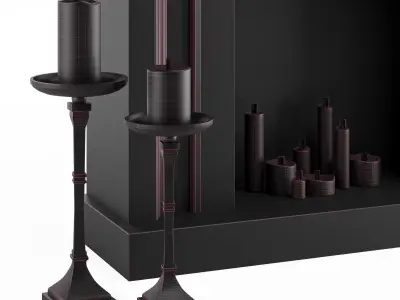 Decorative Fireplace with Candles 3D model